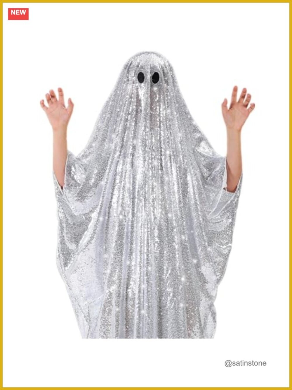 Disco Ghost Costume Adult Halloween Poncho Sequin Polyester Shimmer